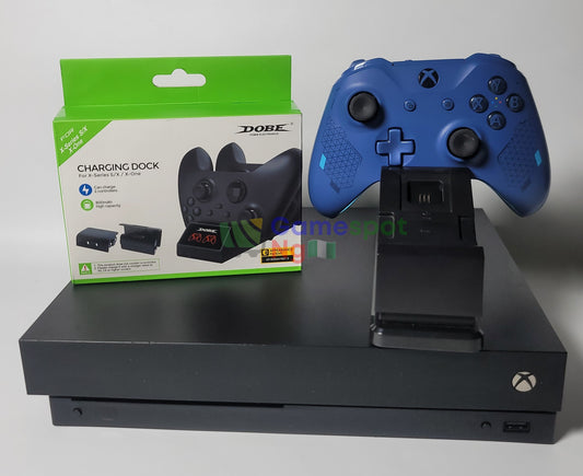 an Xbox One X 4KHDR+, 15 Installed Games + Rechargeable Dock & Battery(+ A wireless controller)