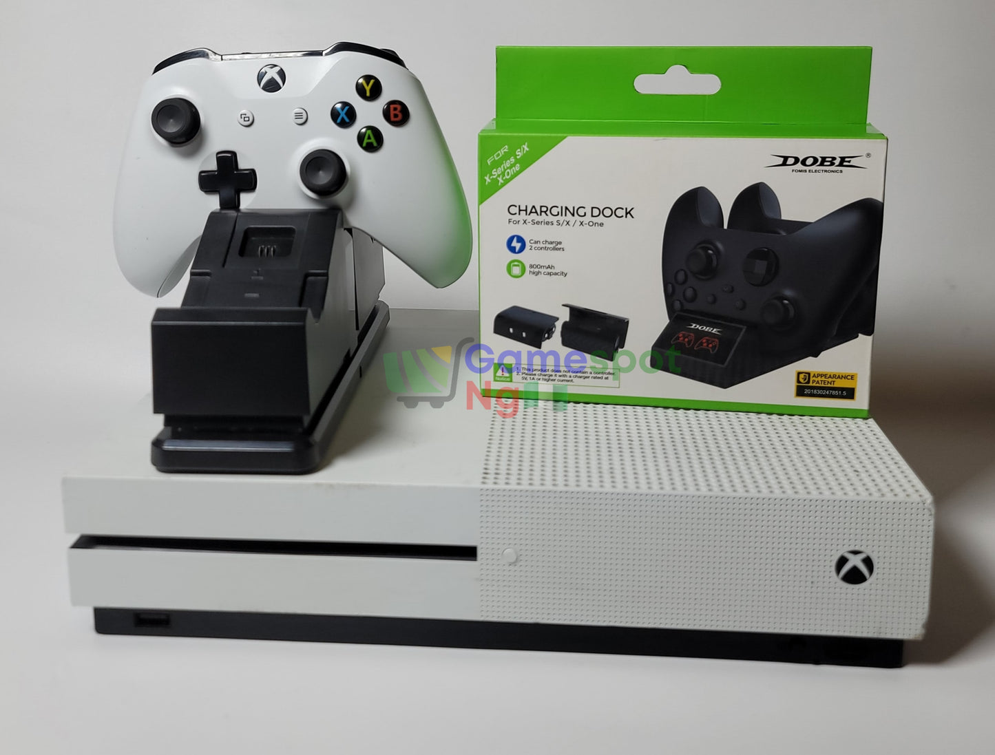 an Xbox Slim 4K Enabled, 10 Installed Games + Rechargeable Dock & Battery(+ A wireless controller)