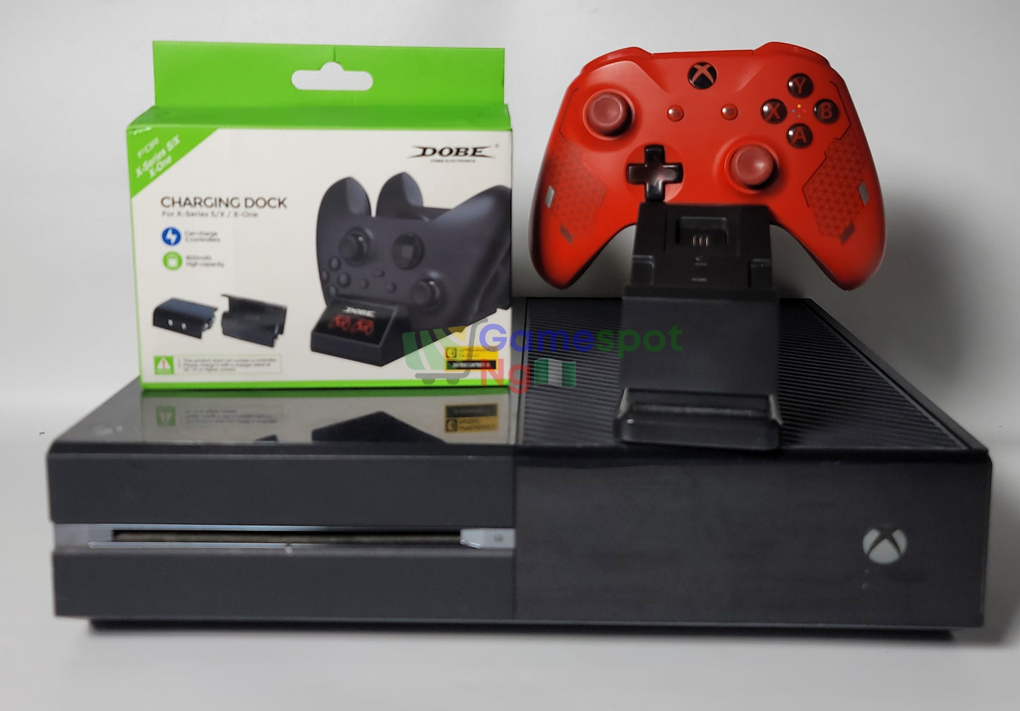 an Xbox One 10 Games Installed + Rechargeable Dock & Battery (+ A wireless controller)